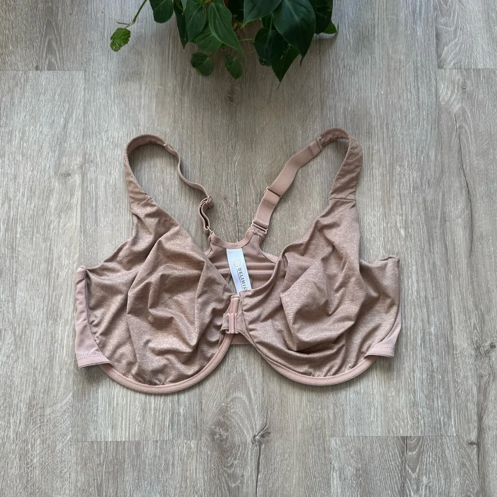 DELIMIRA Racerback Plunge Front Closure Bra W542A Beige Size 46DD